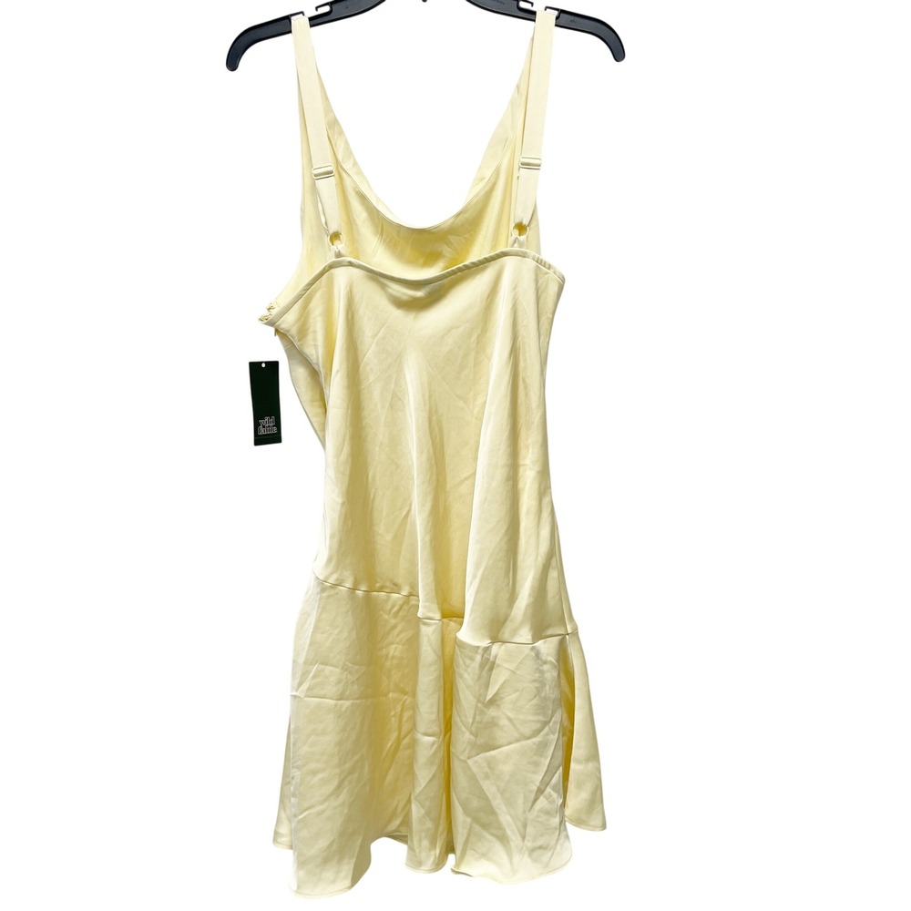 Wild Fable Women's Yellow Cowl Neck Satin Mini Sheath Sleeveless Dress Size XL - Picture 3 of 6